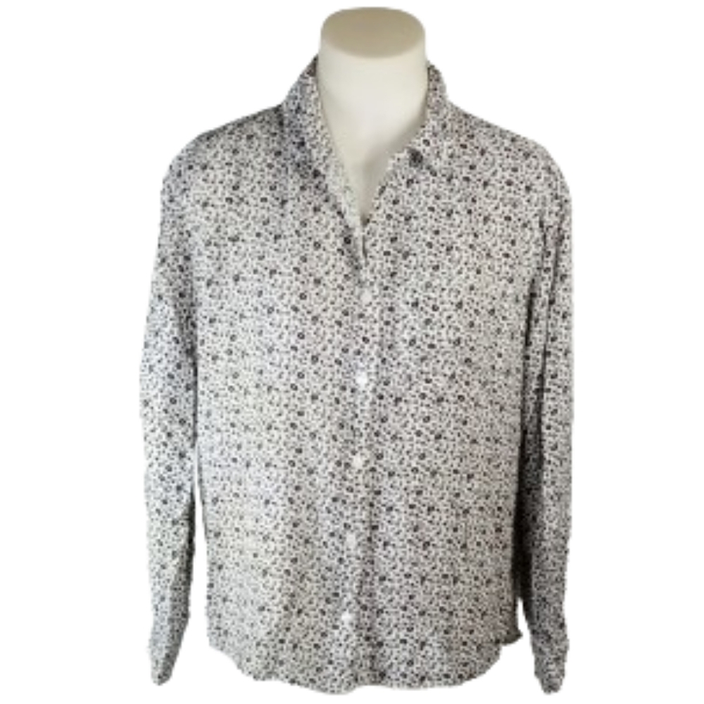 Velvet Heart Black White Flower Top Sz XL
